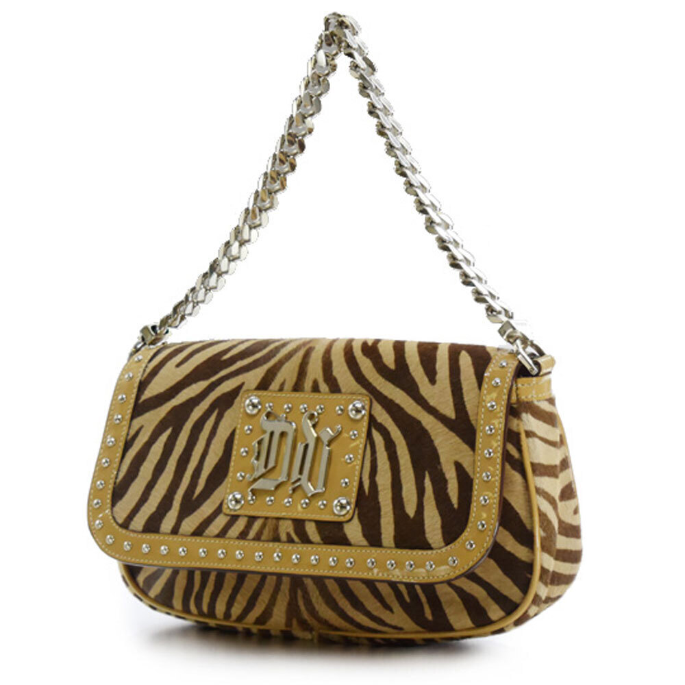 Versace Chain Shoulder Bag Brown Porcelain